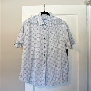 Men's Light Blue with dark blue “squares/dots” Short Sleeve Shirt